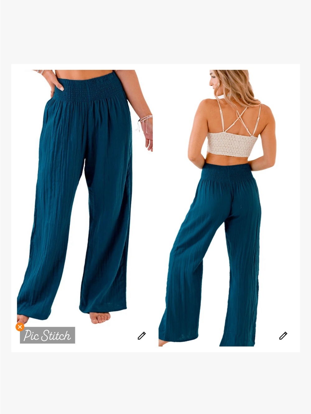 Lotus & Luna Cotton Wide Leg Pants Deep Teal
